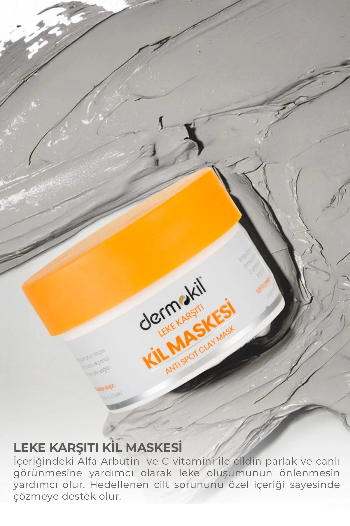 Dermokil Anti-Spot Clay Mask - 2% Alpha Arbutine + Vitamine C - Dermokil Anti-Vlek Kleimasker - Doffe & Oneffen huid verminderen - Helpt zonnevlekken + ouderdomsvlekken en acnelittekens elimineren - Verwijdert Mee-eters - Alle huidtypen - 50 ml