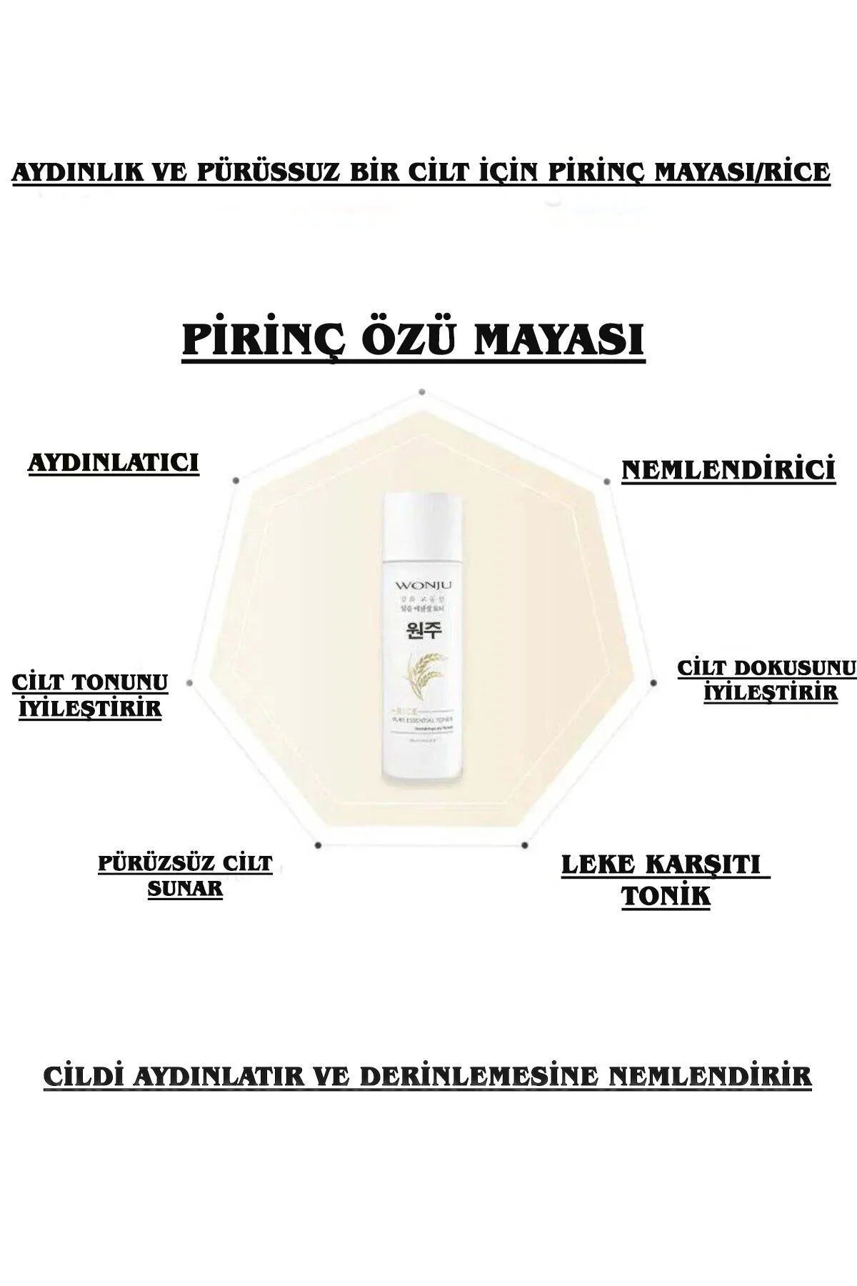 Wonju Rice Pure Essential Toner – Verhelderende & Hydraterende Gezichtstoner – Rijstextract, Rijstgist, Niacinamide, Panthenol & Allantoïne – Tegen Vlekken – 200 ml