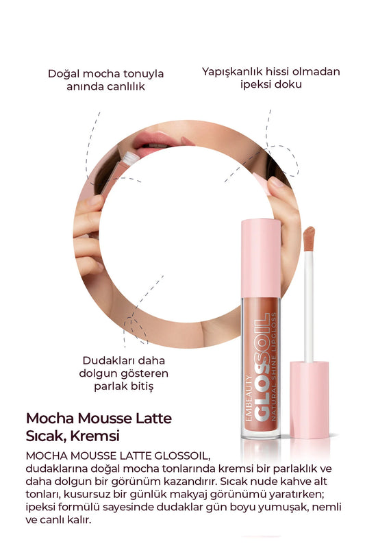 Embeauty Gloss Oil Lip Gloss 04 Mocha Dream – Natural Shine – Bruine Nude Lipgloss
