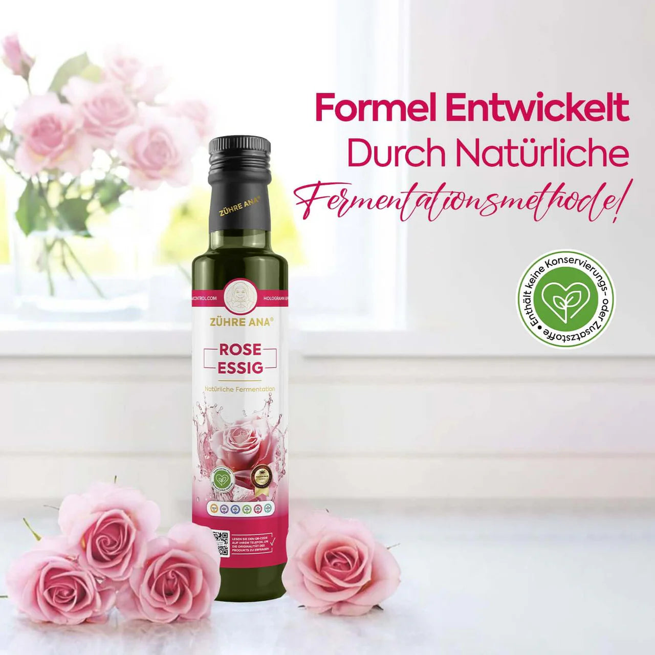 Zühre Ana Rozenazijn 500 ml | Natuurlijk Gefermenteerde Rozenazijn | Rose Vinegar