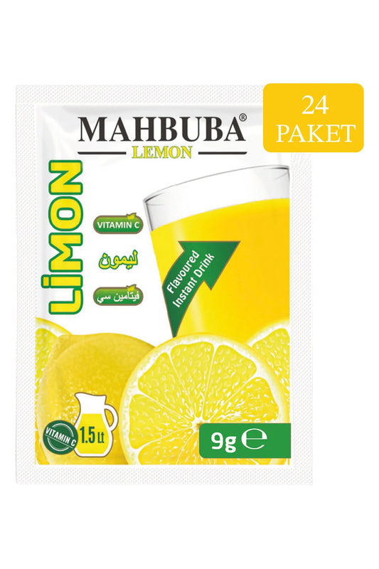 Mahbuba Lemon Instant Drink Powder 24 Sachets | Citroen Drankpoeder met Vitamine C | 1,5 Liter