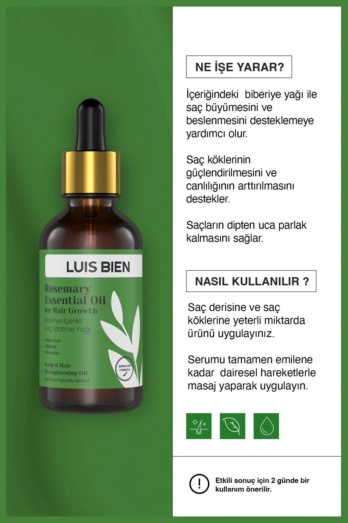 Luis Bien Rosemary Essential Oil for Healthy Hair Growth - Haarserum - Ondersteunt Haargroei en Voeding - Glanzend & Vol haar - Verrijkt met Rozemarijn etherische olie - Biotine - Keratine - Anti-uitval & Intensieve Voedende Verzorging - 30 ml