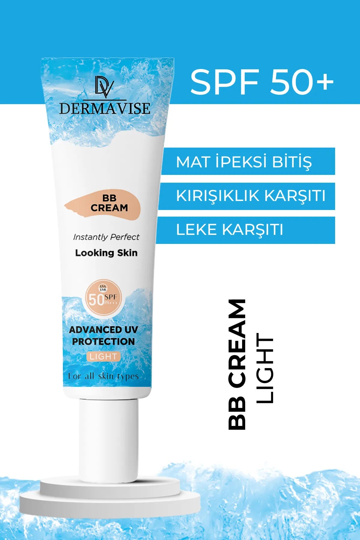 Dermavise BB Crème SPF 50 PA+++ UVA/UVB Bescherming - Licht - Instantly Perfect Looking Skin - Creërt foundation effect - Vitamine C voedt en herstelt - Voor Alle Huidtypen - 50 ml