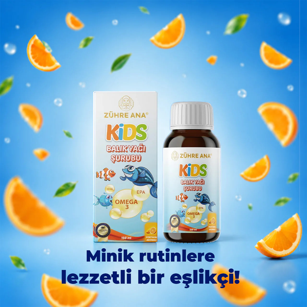 Zühre Ana Kids Omega 3 Visolie Siroop Sinaasappelsmaak 150 ml