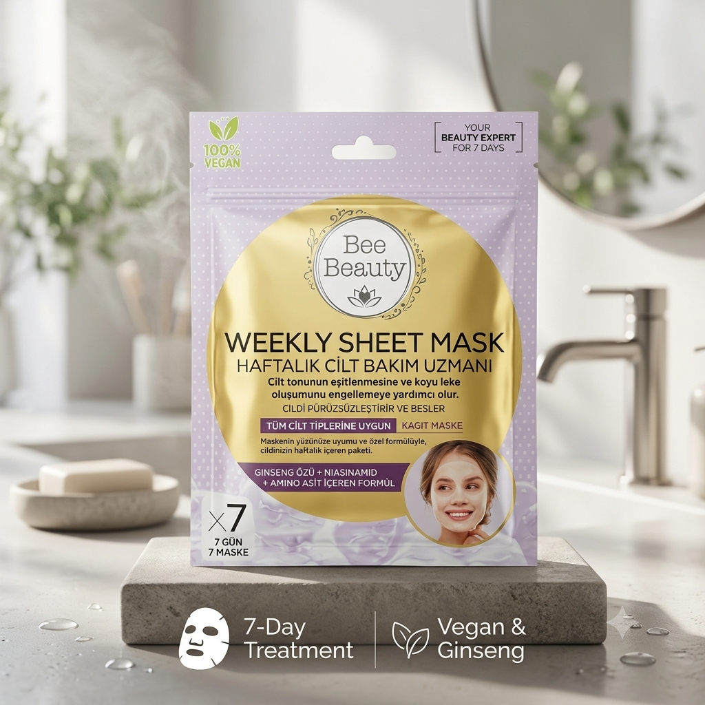 Bee Beauty Weekly Sheet Mask 7'li Kağıt Maske – Ginseng & Niasinamid