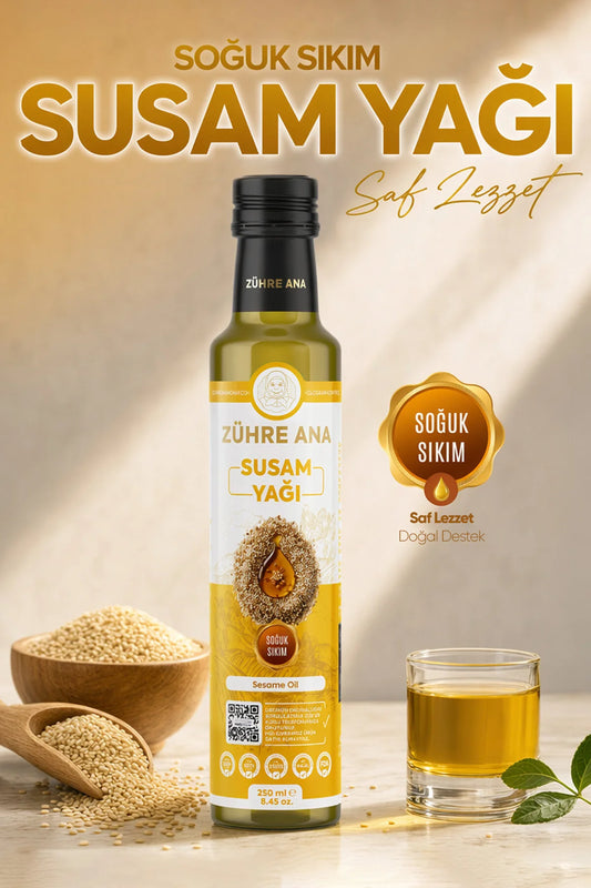 Zühre Ana Sesamolie – Koudgeperste Sesamolie – 100% Sesam – Voor Salades & Gerechten – 250 ml