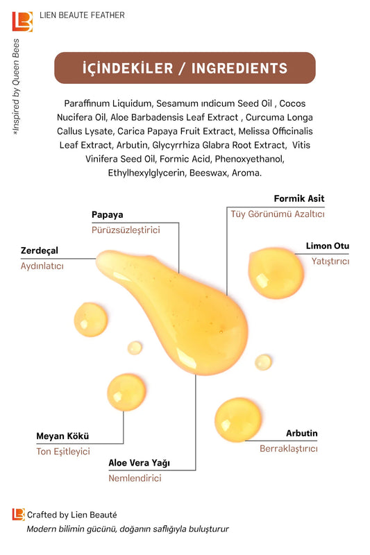 LIEN BEAUTE Queen Bee Complex Feather Care Serum 30 ml | Verzorgende Serum voor de Huid na Ontharing | Met Papaya Extract en Arbutin