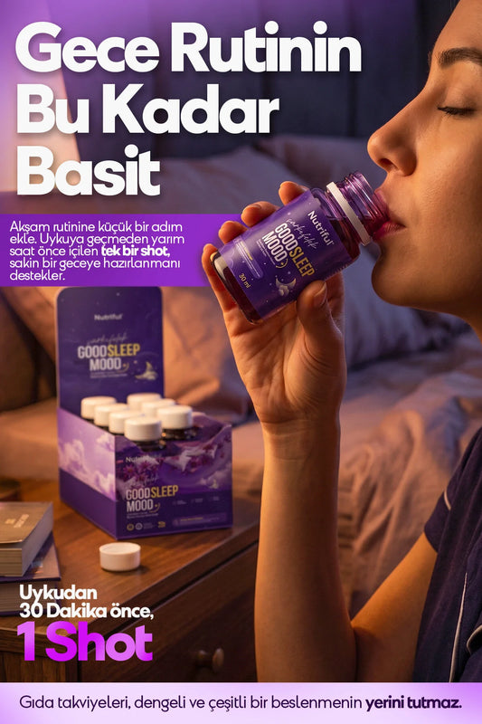 Nutriful Good Sleep Mood – Kruiden Shot met Passiebloem, Valeriaan & Citroenmelisse – Bosvruchtensmaak – 10 x 30 ml