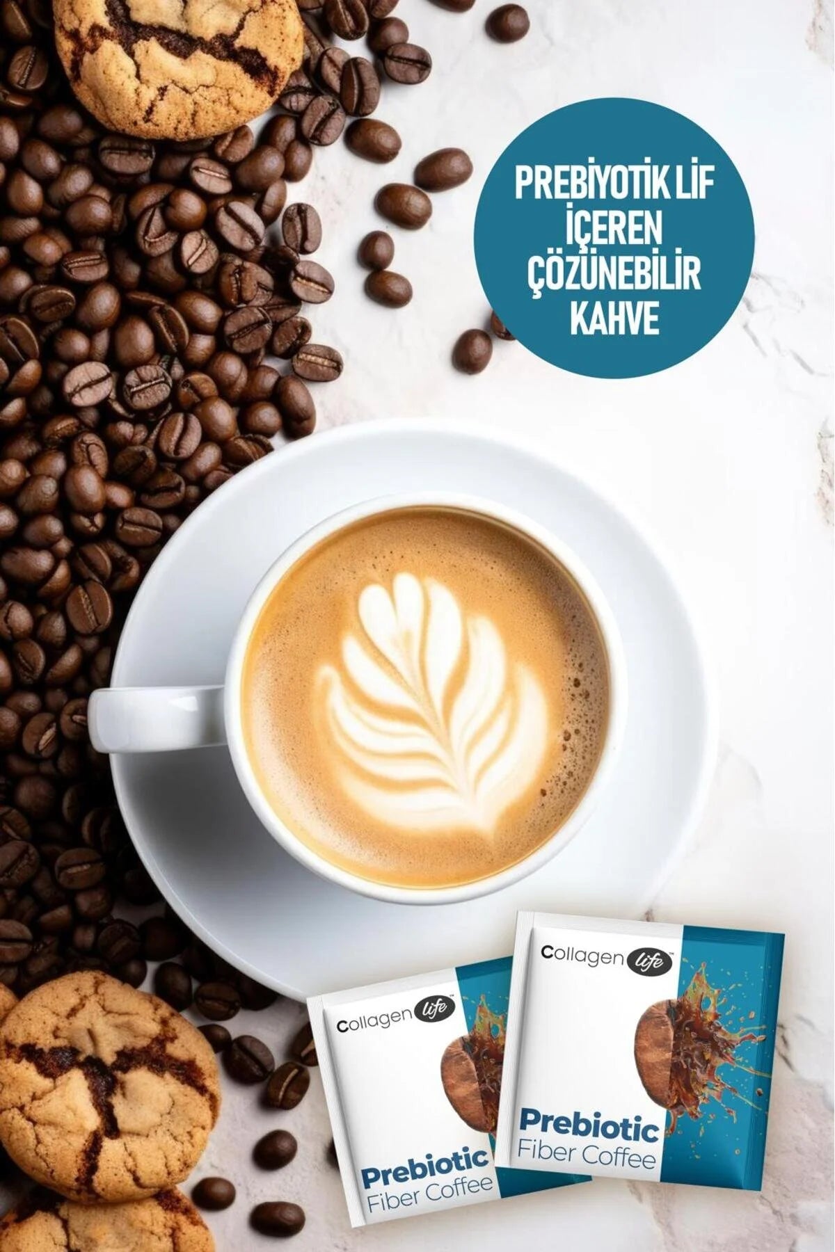 Collagen Life Prebiotic Fiber Coffee met Inuline, Spirulina en Zwarte Komijn - Oploskoffie met Prebiotische Vezels - 20 Sachets