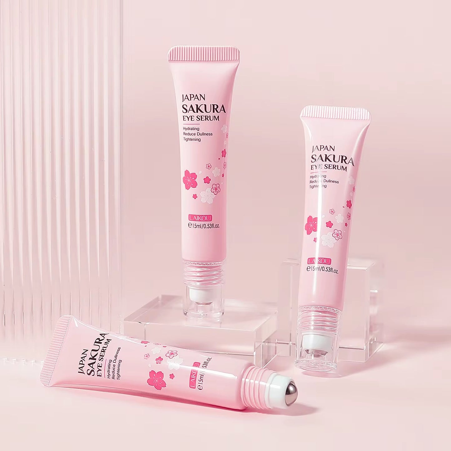 LAIKOU Japan Sakura Eye Serum - Oogserum voor donkere kringen - Oogroller voor droge ogen - Serum voor zware wallen onder de ogen 15ml