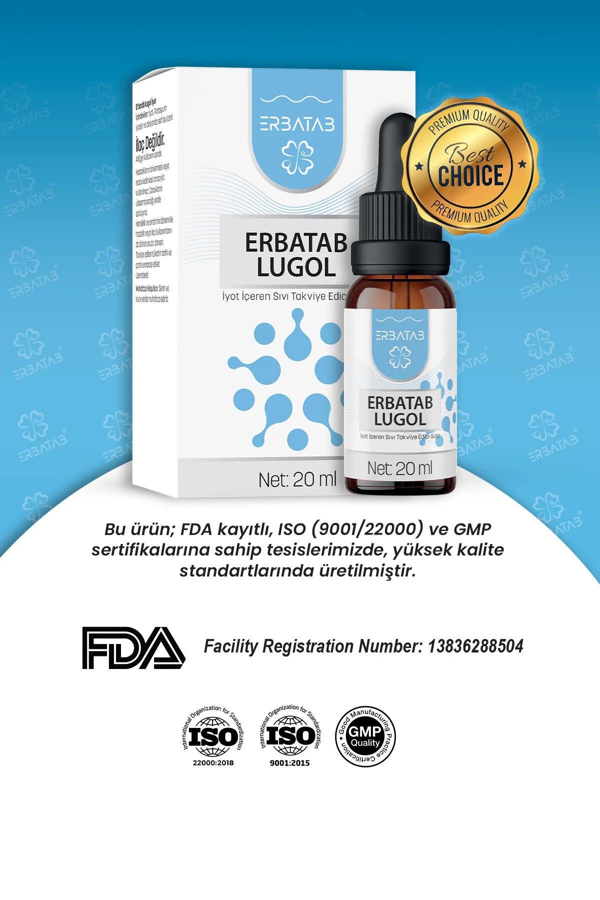 ERBATAB Druppels Lugol Jodium 2% - 20 ml