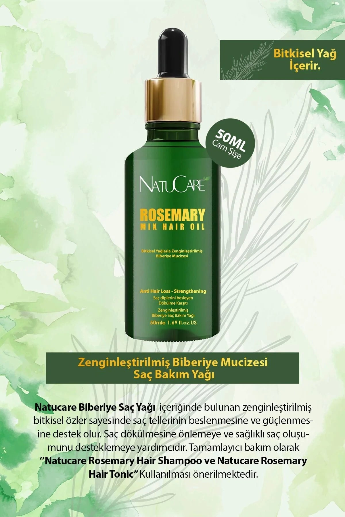NatuCare Rosemary Mix Hair Oil 50ml | Rozemarijn Haarolie tegen Haaruitval en voor Haargroei