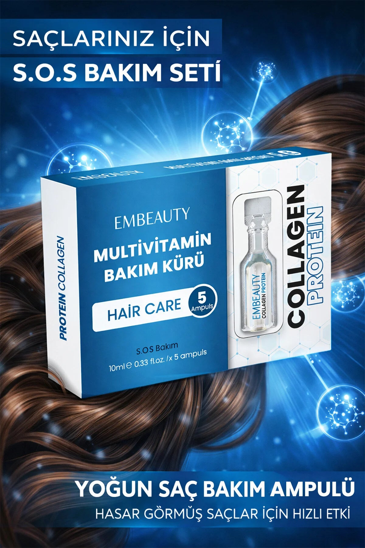 Embeauty Multivitamin Haarverzorgingskuur Ampullen – Collageen & Proteïne Haarherstel 5x10 ml