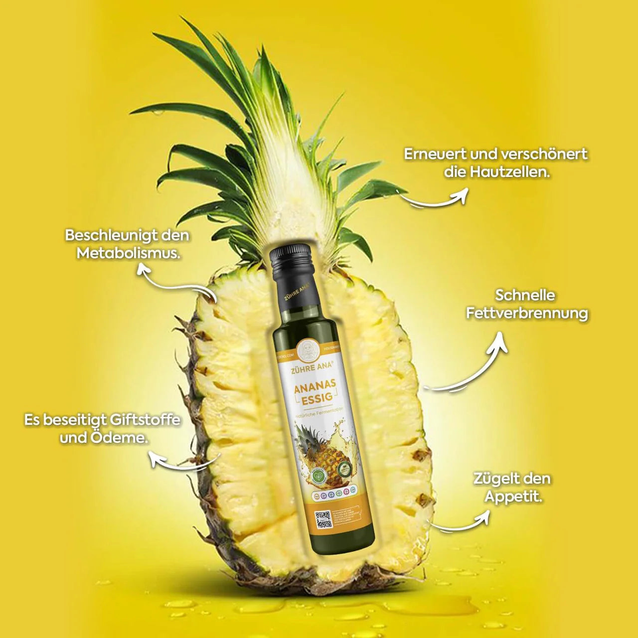 Zühre Ana Ananas Azijn 500 ml |Natuurlijk Gefermenteerde
