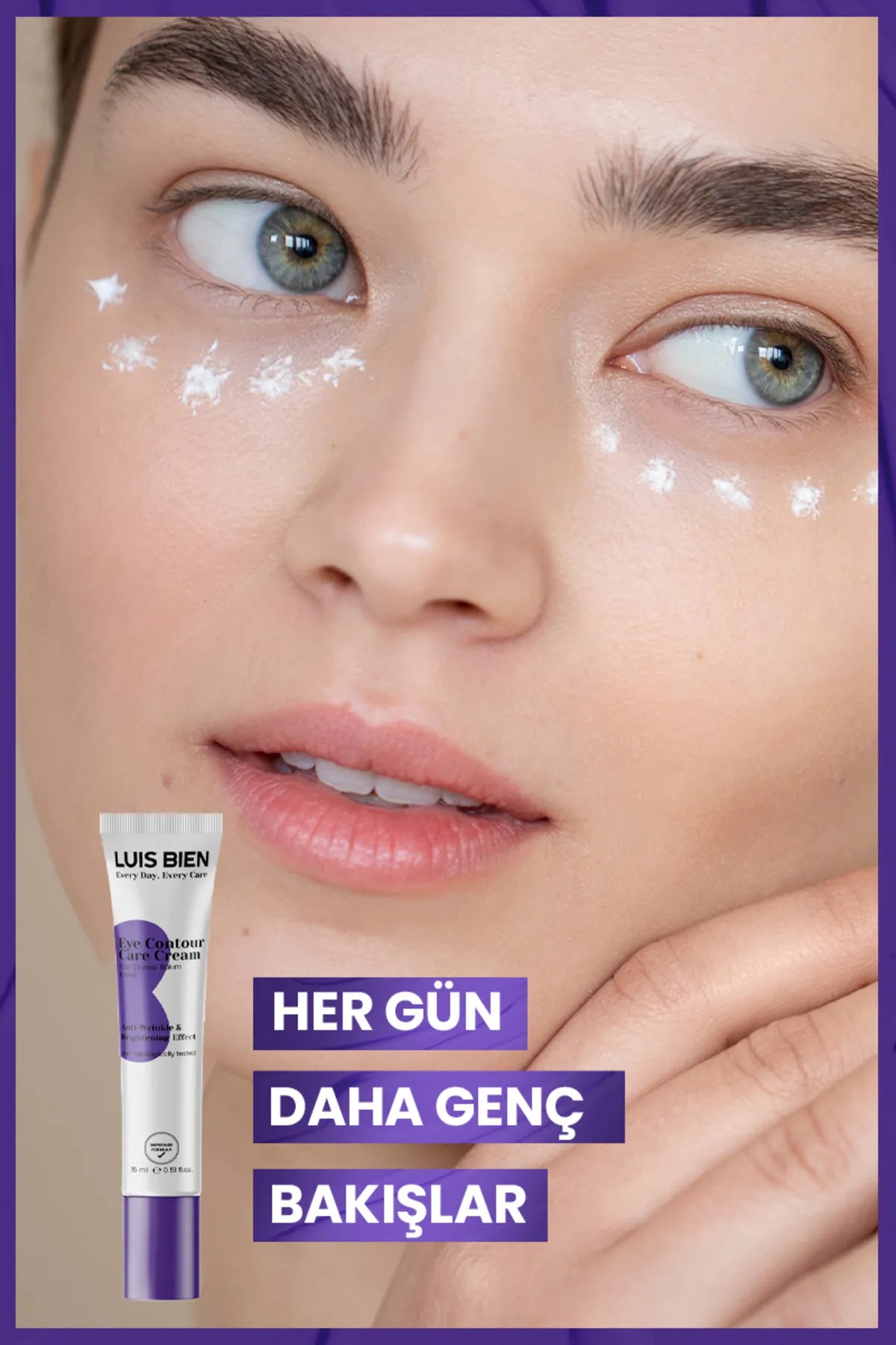 Luis Bien Eye Contour Care Cream - Ant-Wrinkle & Brightening Effect - Oogcontour Crème - Anti-Rimpel Verhelderend Effect - Voedend & Hydraterend - Paardenkastanje-extract - Vitamine B & E - Hyaluronzuur - Alle huidtypen - Dermatologisch getest - 15ml