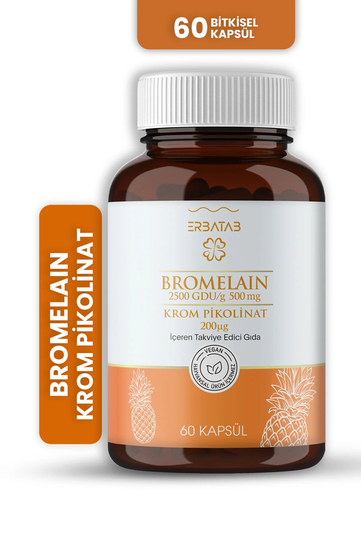 Erbatab Bromelain 500 mg + Chromium 200 mcg Vegan Capsules