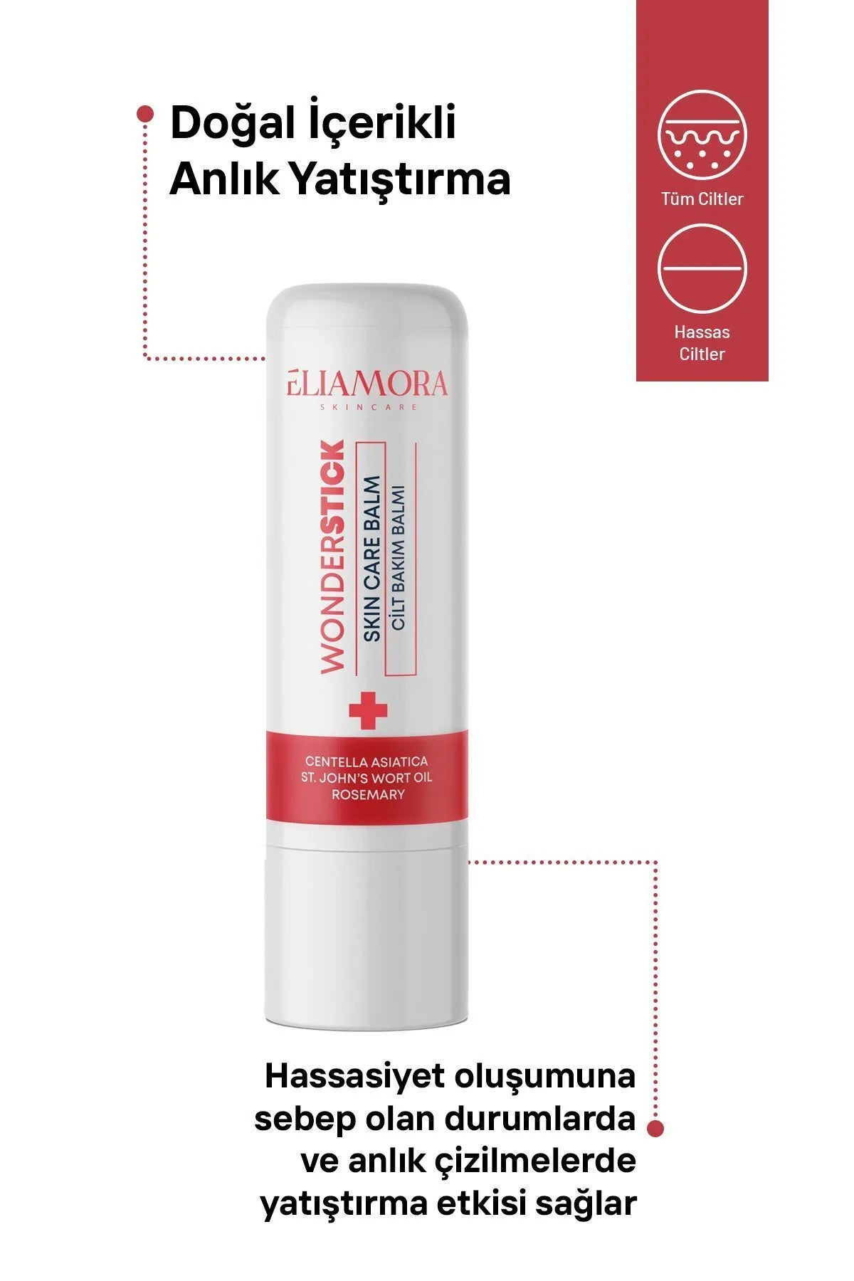 Eliamora Wonderstick Skin Care Balm - Huidverzorgingsbalsem voor wonden - snijwonden - brandwonden - insectenbeten - andere huidaandoeningen - Geschikt voor kinderen & volwassenen - Centella Asiatica - Sint-Janskruidolie - Rozamarijn - 5 gr
