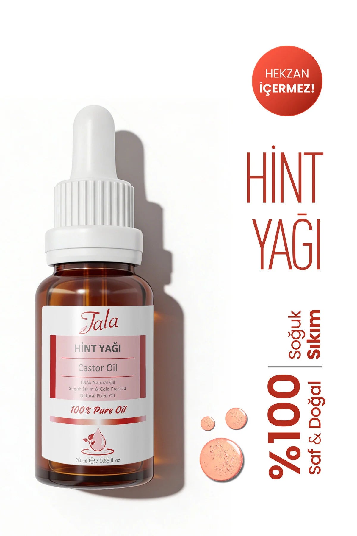 Tala Hint Yağı 20 ml | Soğuk Sıkım Hint Yağı | 100% Pure Castor Oil
