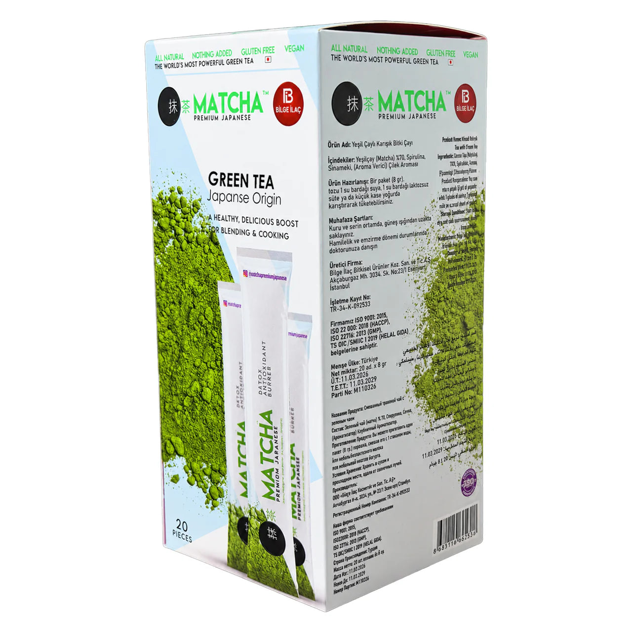 Matcha Premium Groene Thee met Aardbeismaak – 20 x 10 g Sachets