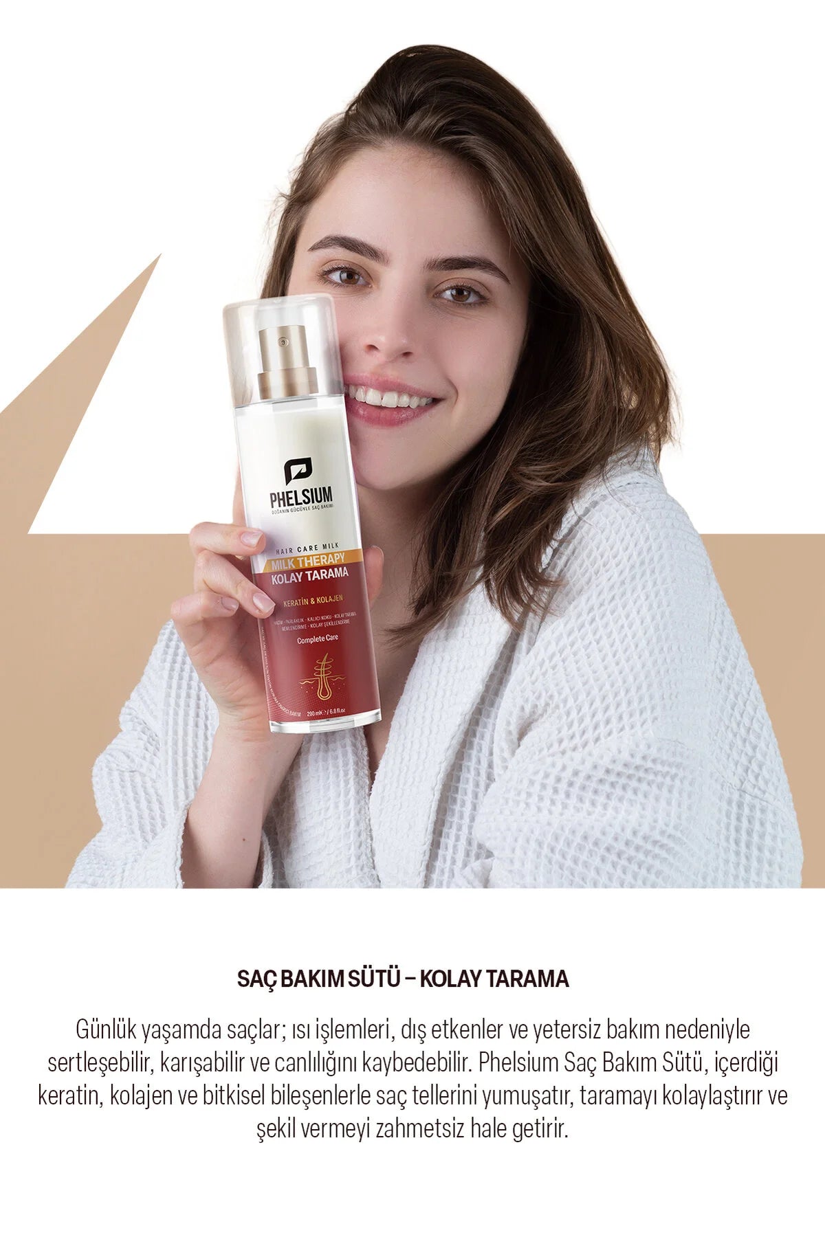 Phelsium Milk Therapy Haarmelk - Gemakkelijk Doorkambare Haarmelk met Keratine & Collageen - Ontklittende & Voedende Leave-in Verzorging - Haarverzachter- en stylingspray - Glans - Zachtheid & Herstel - 200 ml