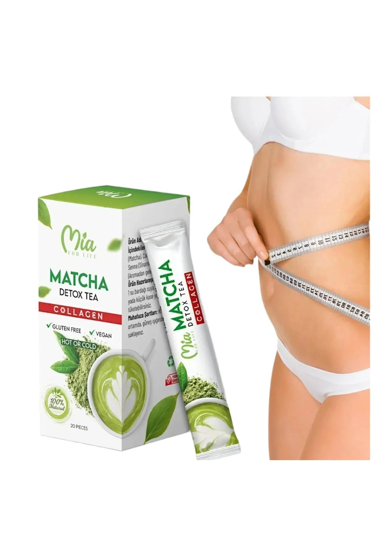 Mia For Life Aleyna Baharat - Matcha Detox Thee Collageen 20 Stuks - Aardbeiensmaak
