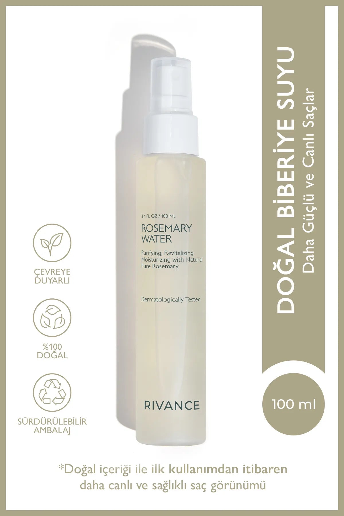 Rivance Haar Tonic Anti-verlies & Revitaliserend - Zuiverend - Hydraterend met 100% natuurlijke puur rozemarijn - Haartonic die helpt bij snelle haargroei 100 ml