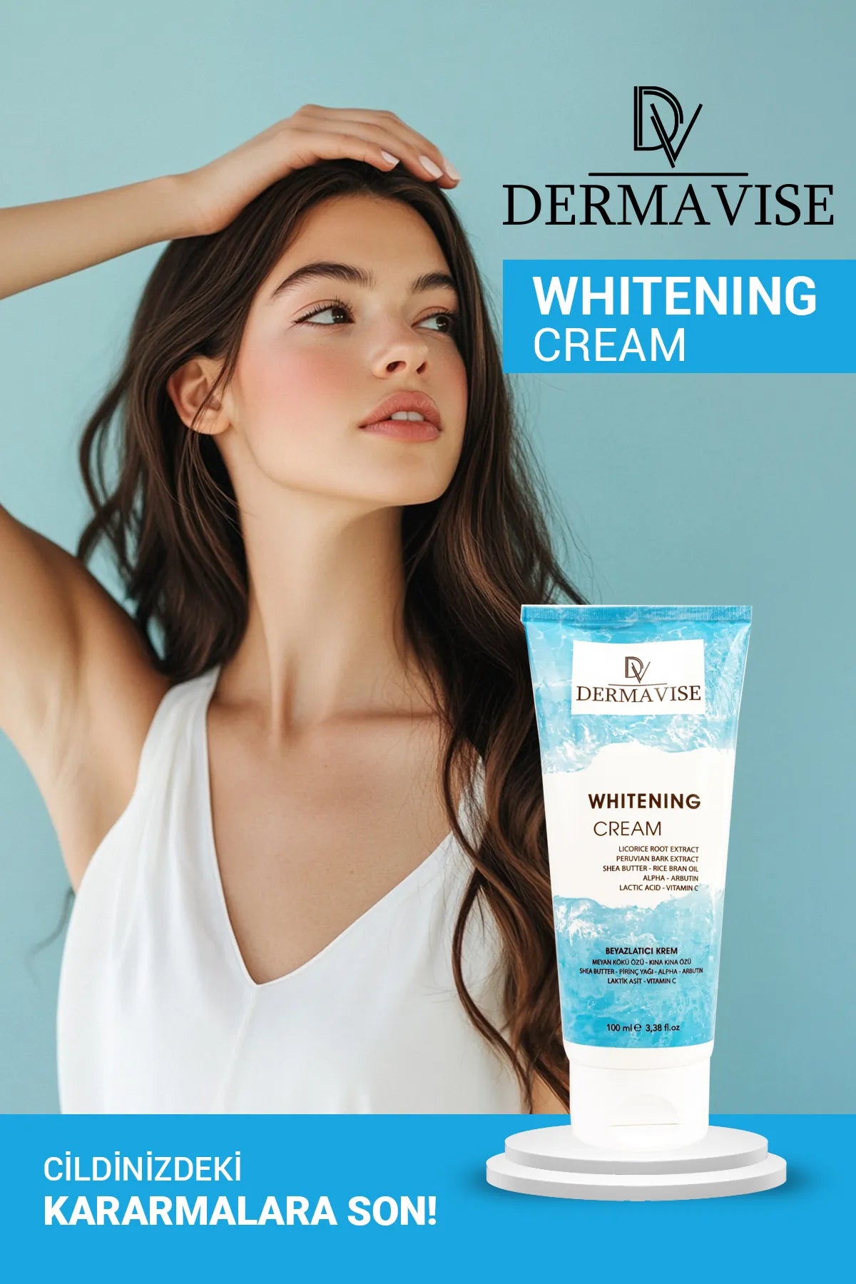 Dermavise Whitening Creme - Blekende Créme - Vitamine C - Zoethoutwortel Extract - Melkzuur - Shea boter - Rijstolie - Alpha - Arbuine - 100 ml