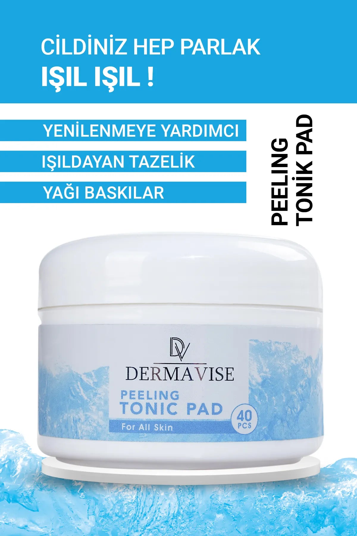 Dermavise Peeling Tonic Pads - Intensieve Poriënreiniging, Hydraterend, Verhelderend, Verzorgend en Kalmerend Effect, Exfoliëren - 40 stuks (pads)