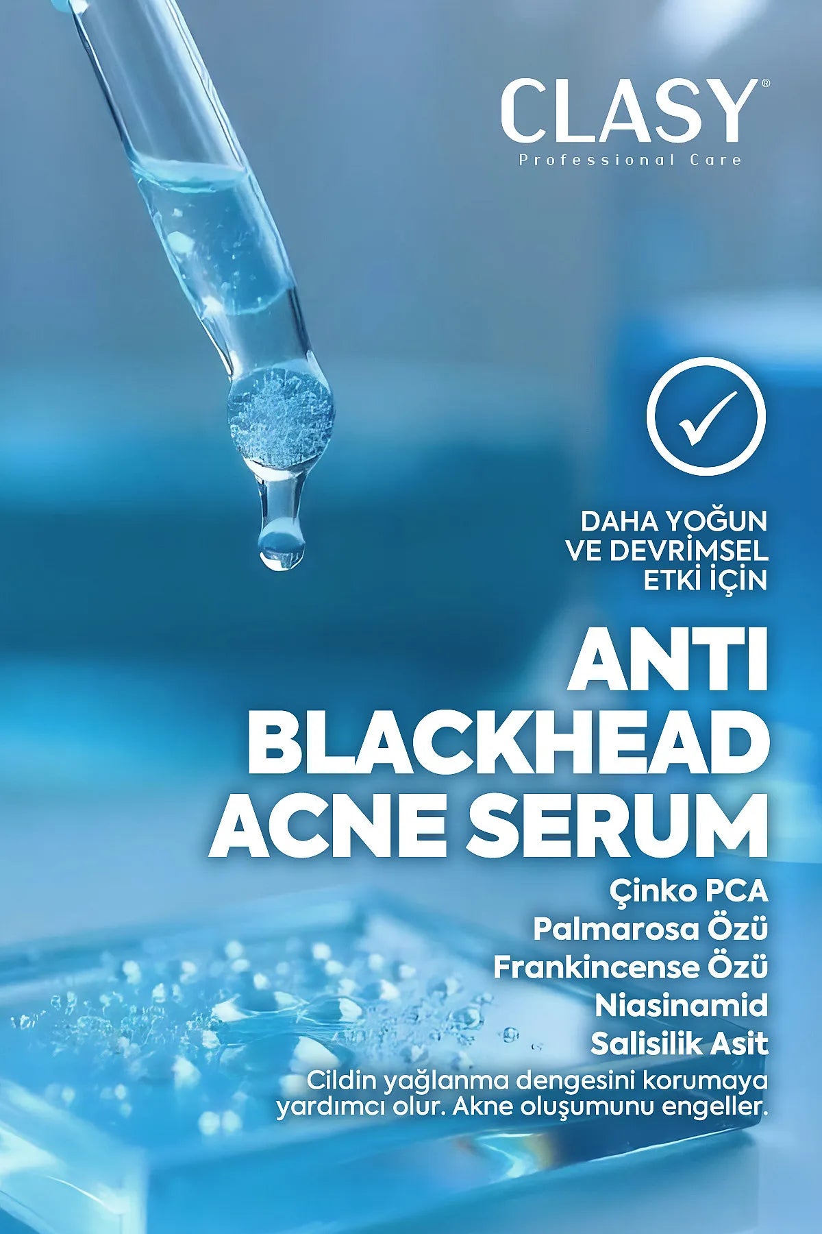 Clasy Care Professionele Anti Blackhead (Anti-mee-eters) & Acne Serum - Helpt de vorming van mee-eters te voorkomen - Zink PCA - Palmarosa extract - Wierook extract - Niacinamide - Salicylzuur - 50 ml
