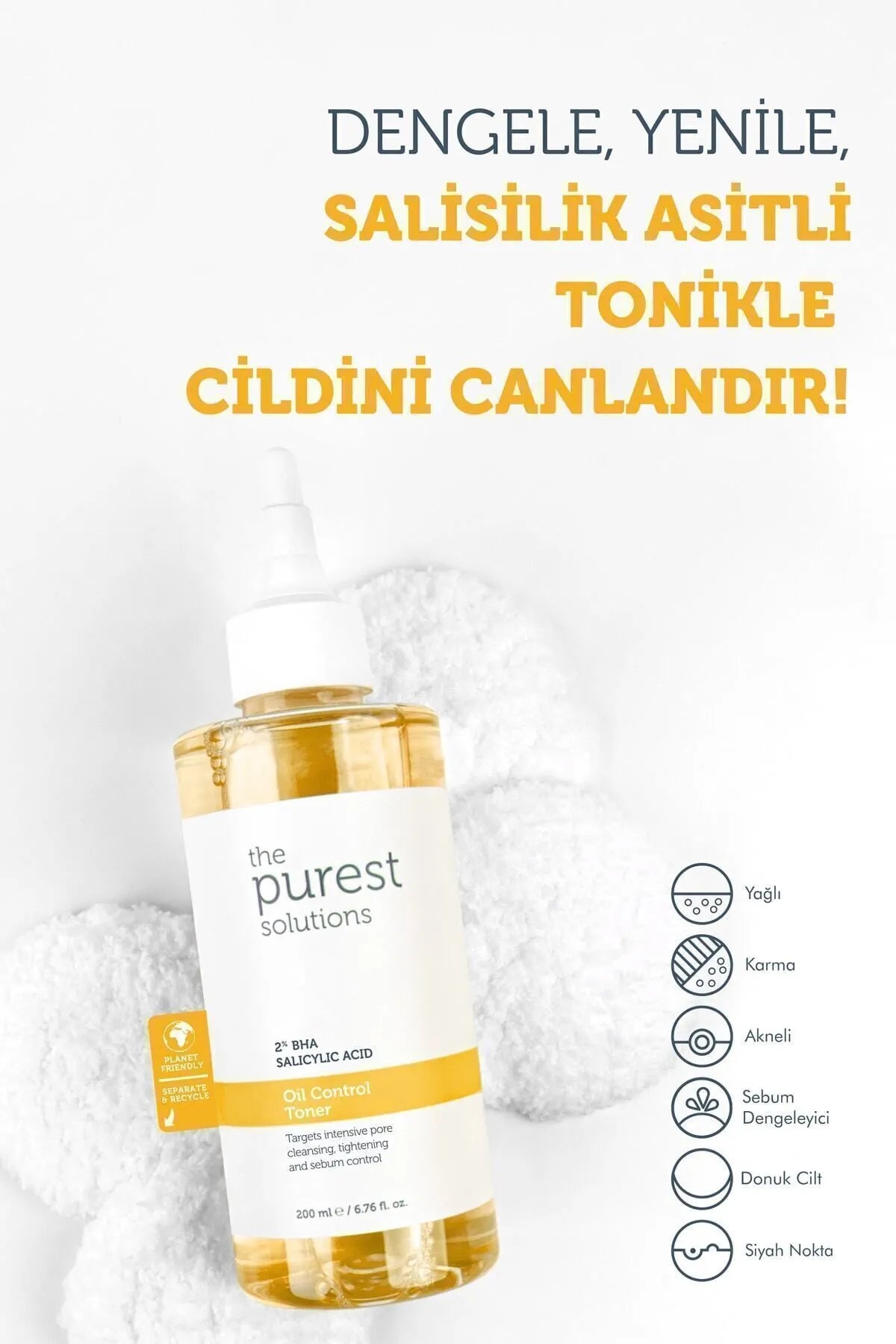 The Purest Solutions - Tonic - Anti-acne en mee-eter - Poriënvernauwende 2% BHA Salicylzuur - Olie Controle Toner - Vette - Gecombineerde & Acnehuid 200 ml