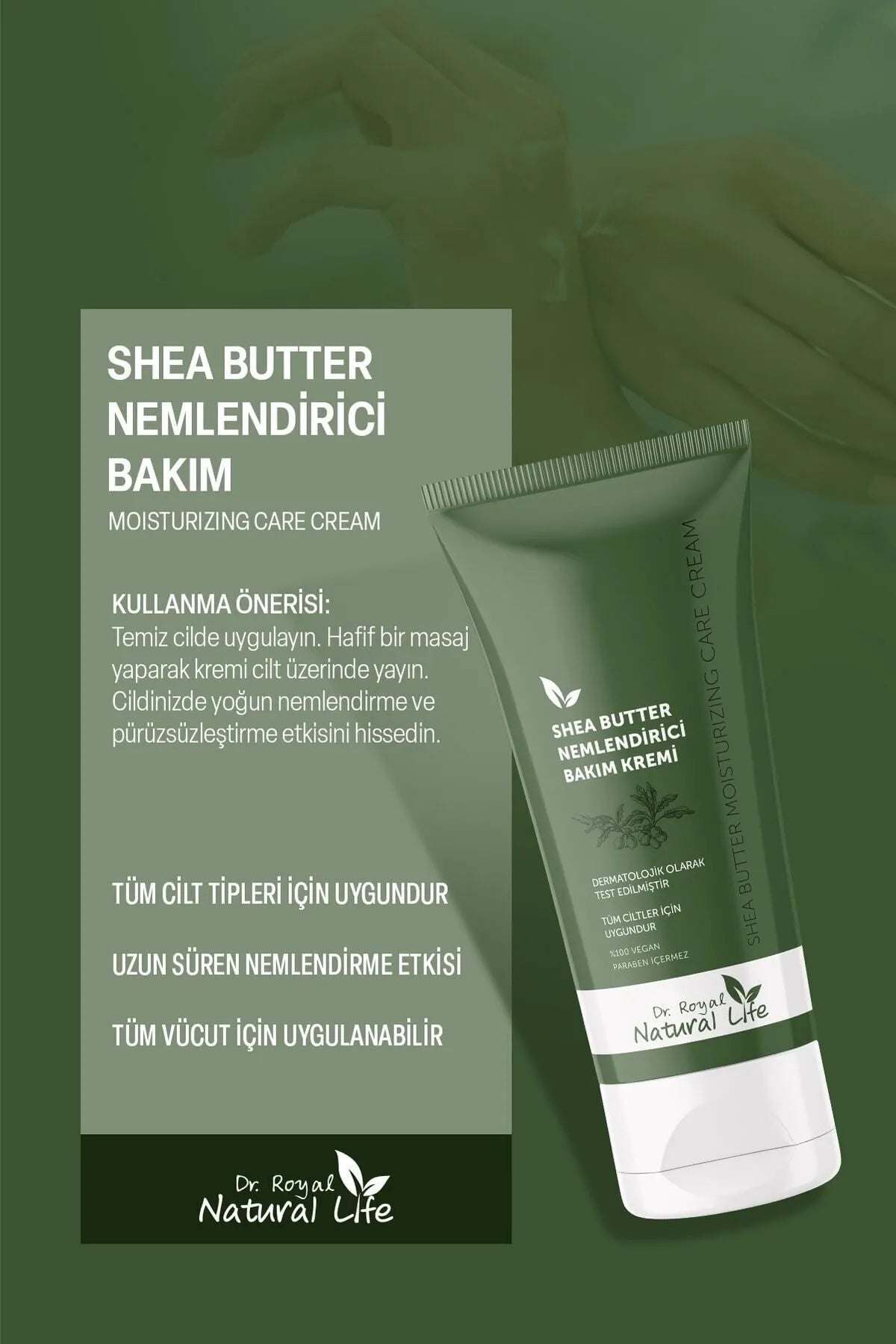 Dr. Royal Natural Life - Intensief Bevochtiger - Hydraterende en Voedende Sheaboter & Panthenol Hand- Gezichts- en Lichaamsverzorgingscrème - 100% Veganistisch - Dermatologisch getest - Alle huidtypen - 75 ml