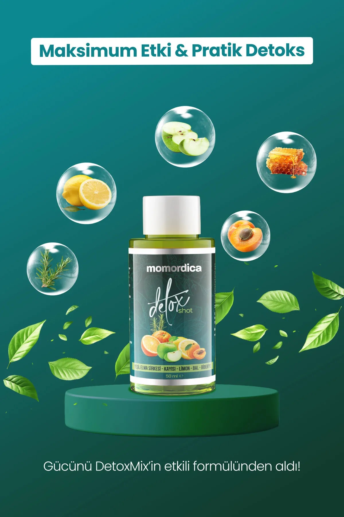 MOMORDICA Detox Mix Shot Abrikozendrank - Groene Appelazijn - Abrikoos - Citroen - Honing - Rozemarijn - 10 stuks