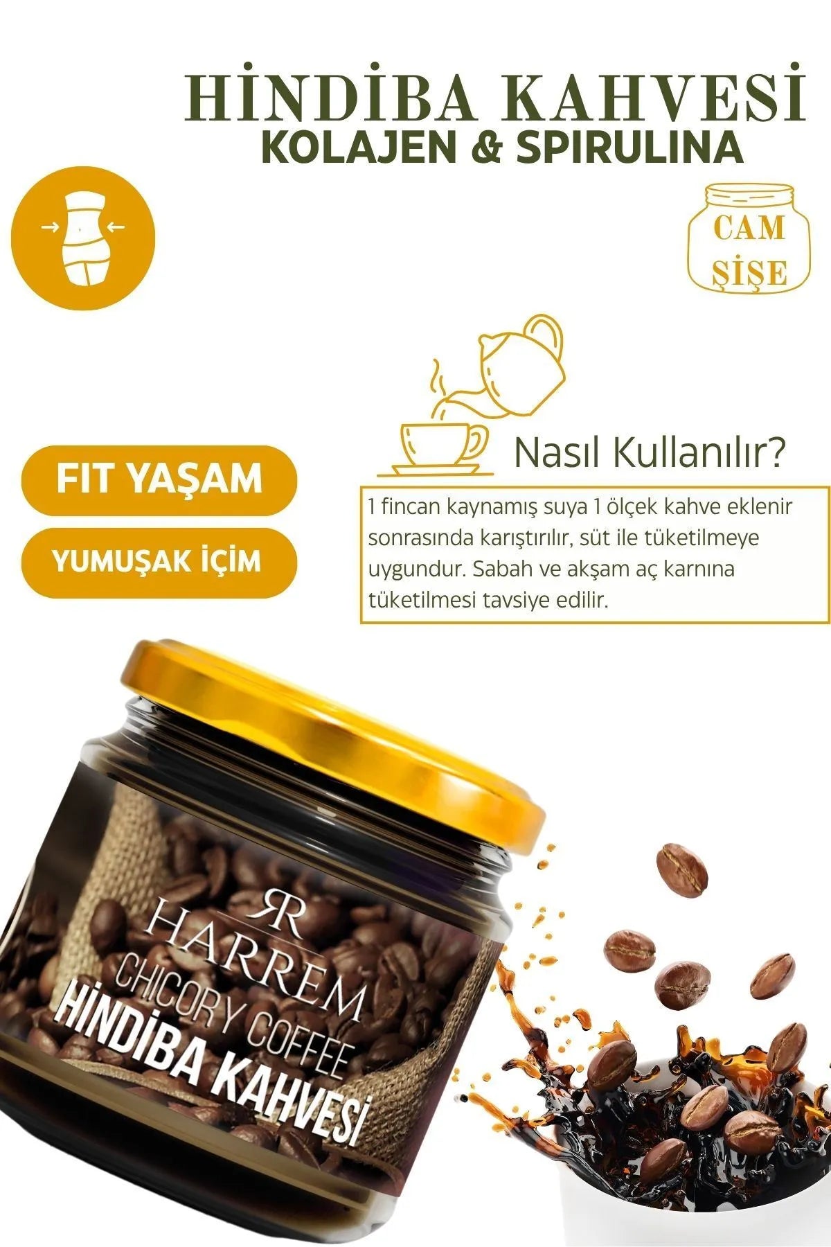 Harrem Hindiba (Chicory) Koffie - Detox Koffie met Collageen en Spirulina voor 20-25 dagen gebruik - 100gr