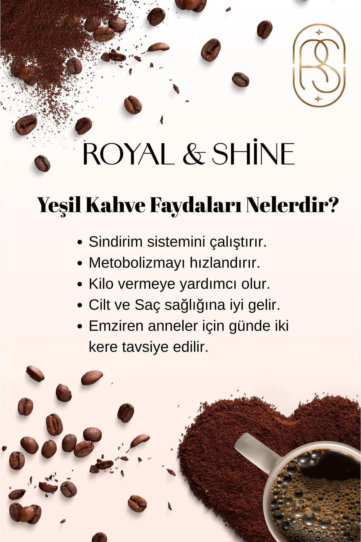 Royal and Shine Koffie Detox - Latte Koffiemix met groene koffie (yesil kahve) en artisjok (enginar) - extract Geschikt ook voor moeders die borstvoeding geven en voor gebruik vanaf de zwangerschap - 20 stuks