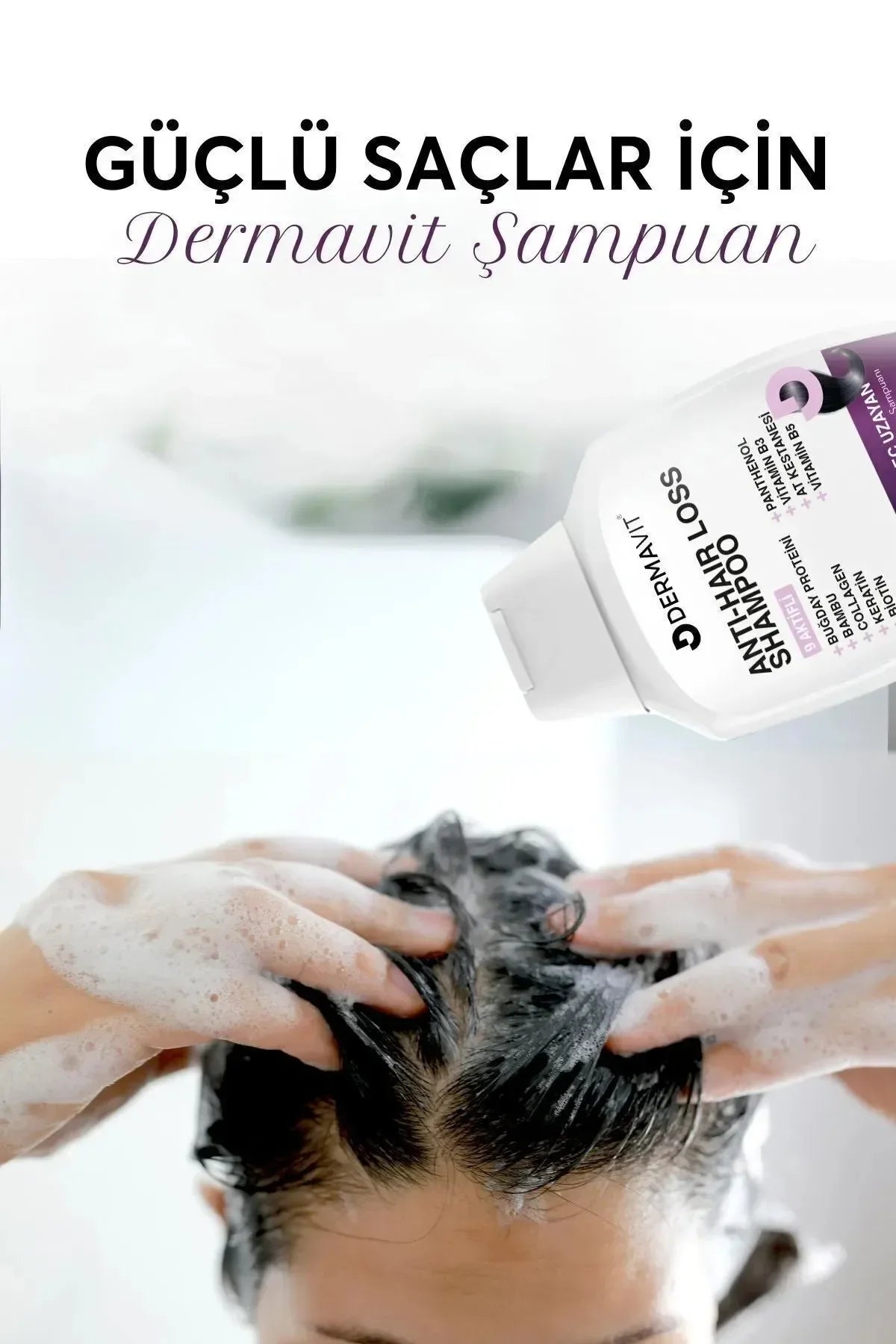 Dermavit Shampoo - Collageen en Keratine Anti-Haaruitval Snelle Haargroei Voller Volume Herstellende Voedende Shampoo 9 Actief - Tarwe-eiwit - Vitamine E B3 & B5 - Biotine - Panthenol - Paardenkastanje - Alle haartypen - 300 ml