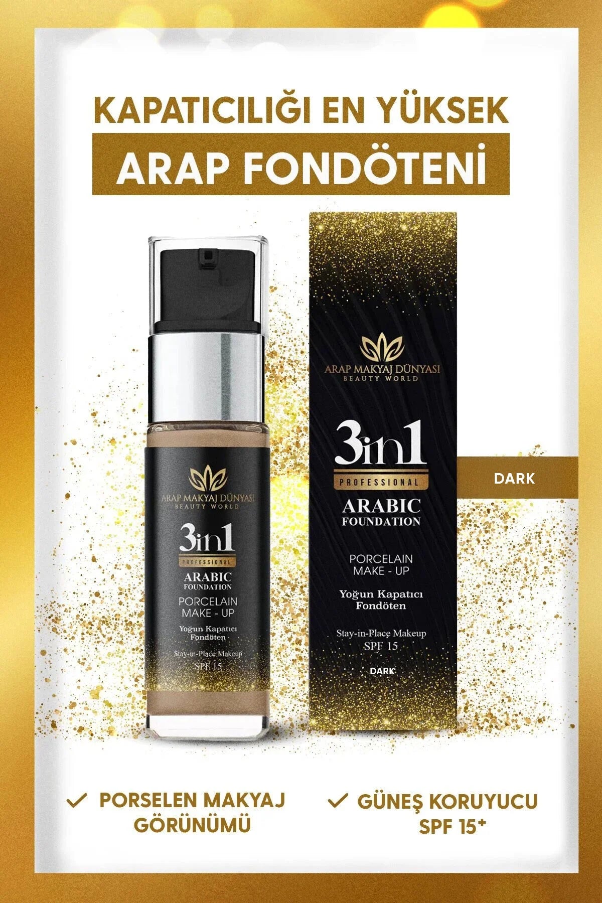 Arab Makeup World 3-in-1 Arabic Foundation Dark SPF15 30 ml