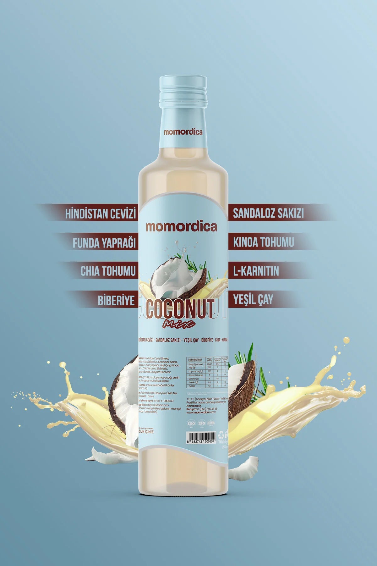 Momordica Coconut Mix - Verfrissende Kokosdrank met Groene Thee / Chia & Quinoa / Sandalozhars & L-Carnitine - 1 Fles van 250 ml