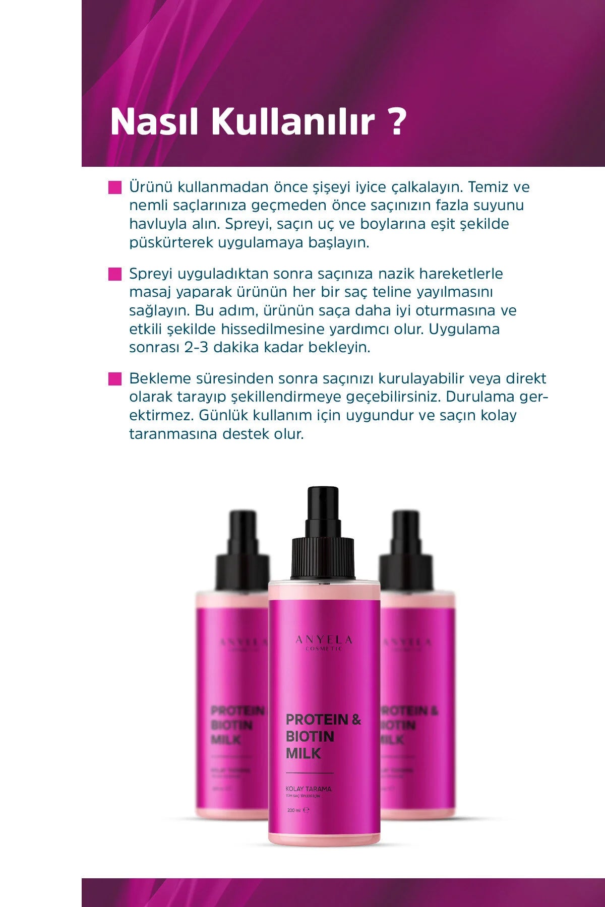 Anyela Protein & Biotin Milk 200ml – Leave-In Haarverzorging voor Sterk & Gezond Haar