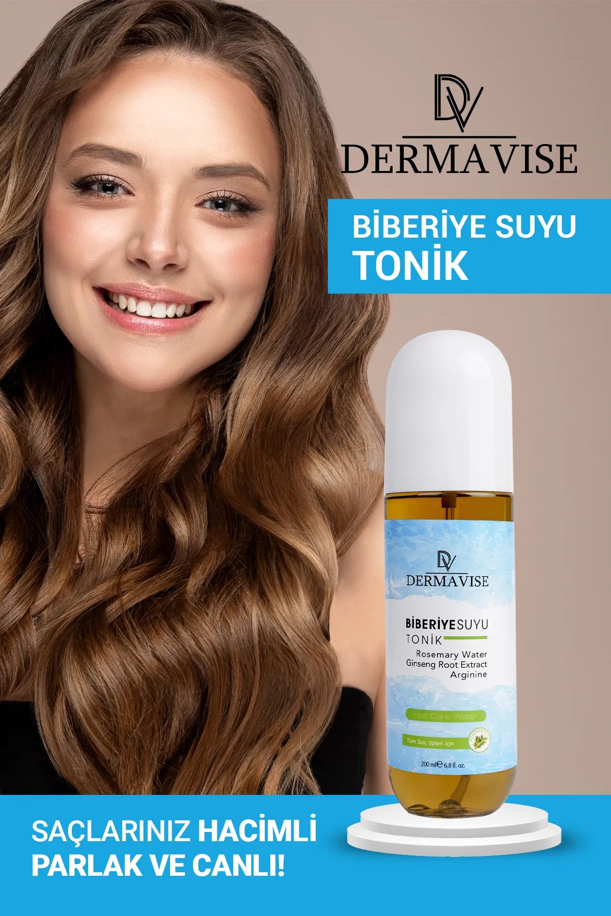 Dermavise Rozemarijnwater Haar Tonic - Volume Haar - Voedend - Gezond & Levendig - Niacinamide - Biotine - Panthenol - Ginsengwortelextract - Arginine - Voor alle haartypes - 200 ml