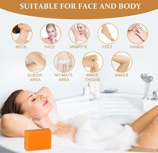 Kojic Acid Soap for Hyperpigmentation - Natuurlijke Huid Whitening Zeep voor diepe gezichts- en lichaamshuidreiniging - Collageen - Vitamine E - Honing - Citroen - Kurkuma - Shea Boter & Olijfolie - Vitamine C - 100% Biologisch (2 stuks)