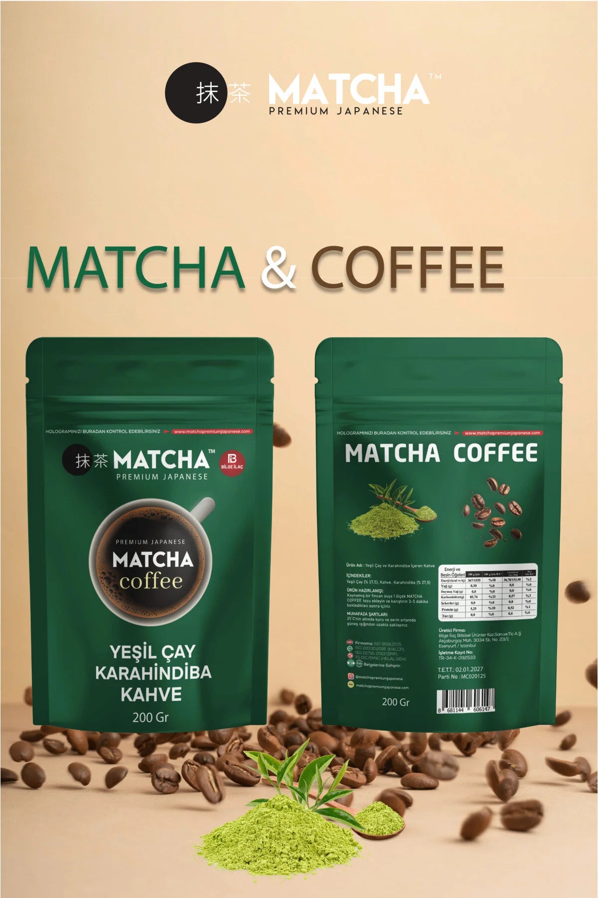 Matcha Premium Japanse Coffee met Groene Thee en Paardebloem (Kara Hindiba) 200 gram