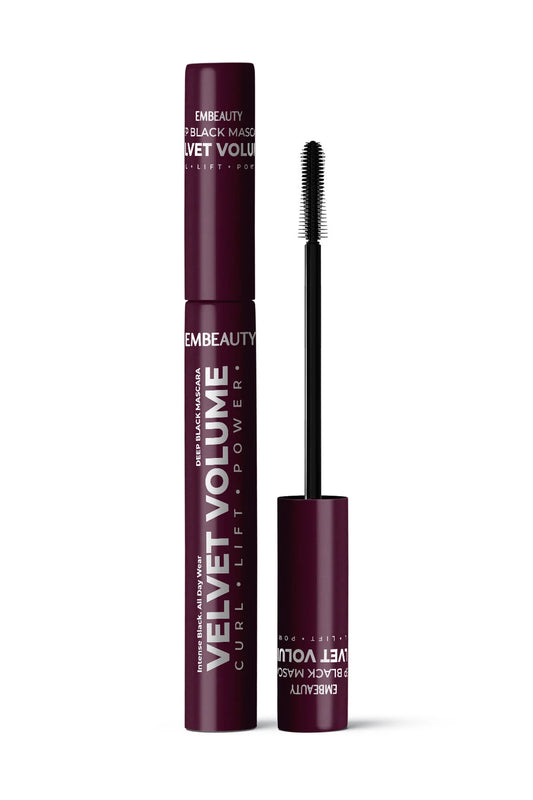 Embeauty Deep Black Mascara - Velvet Volume Mascara - Intense Zwart - Volume- en lengte-effect & Lift - Klontvrije Formule - Dagelijks gebruik - Alle wimpertypes - 12 ml