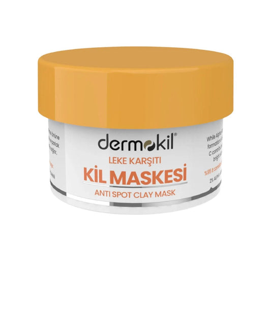 Dermokil Anti-Spot Clay Mask - 2% Alpha Arbutine + Vitamine C - Dermokil Anti-Vlek Kleimasker - Doffe & Oneffen huid verminderen - Helpt zonnevlekken + ouderdomsvlekken en acnelittekens elimineren - Verwijdert Mee-eters - Alle huidtypen - 50 ml