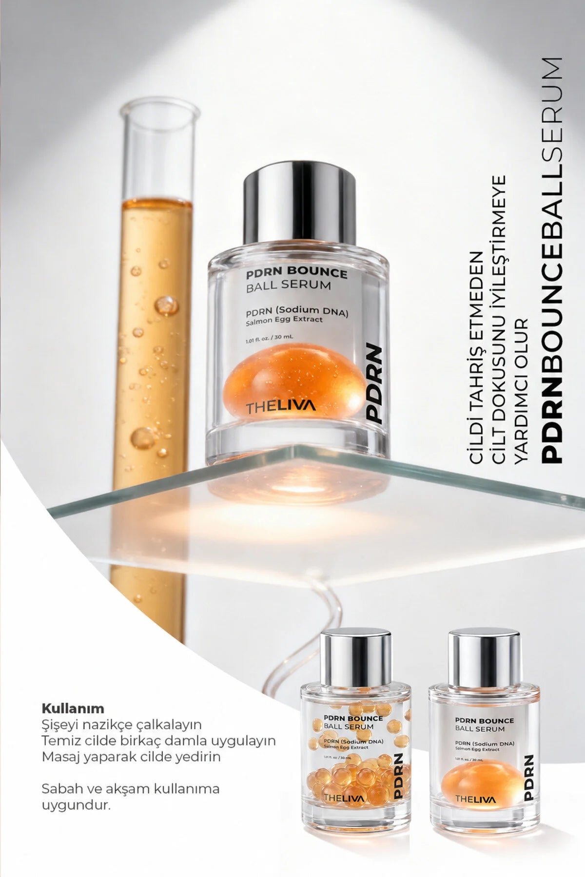 Theliva PDRN Bounce Ball Serum – Gezichtsserum met PDRN, Zalm Ei-Extract, Hyaluronzuur & Centella Asiatica – 30 ml