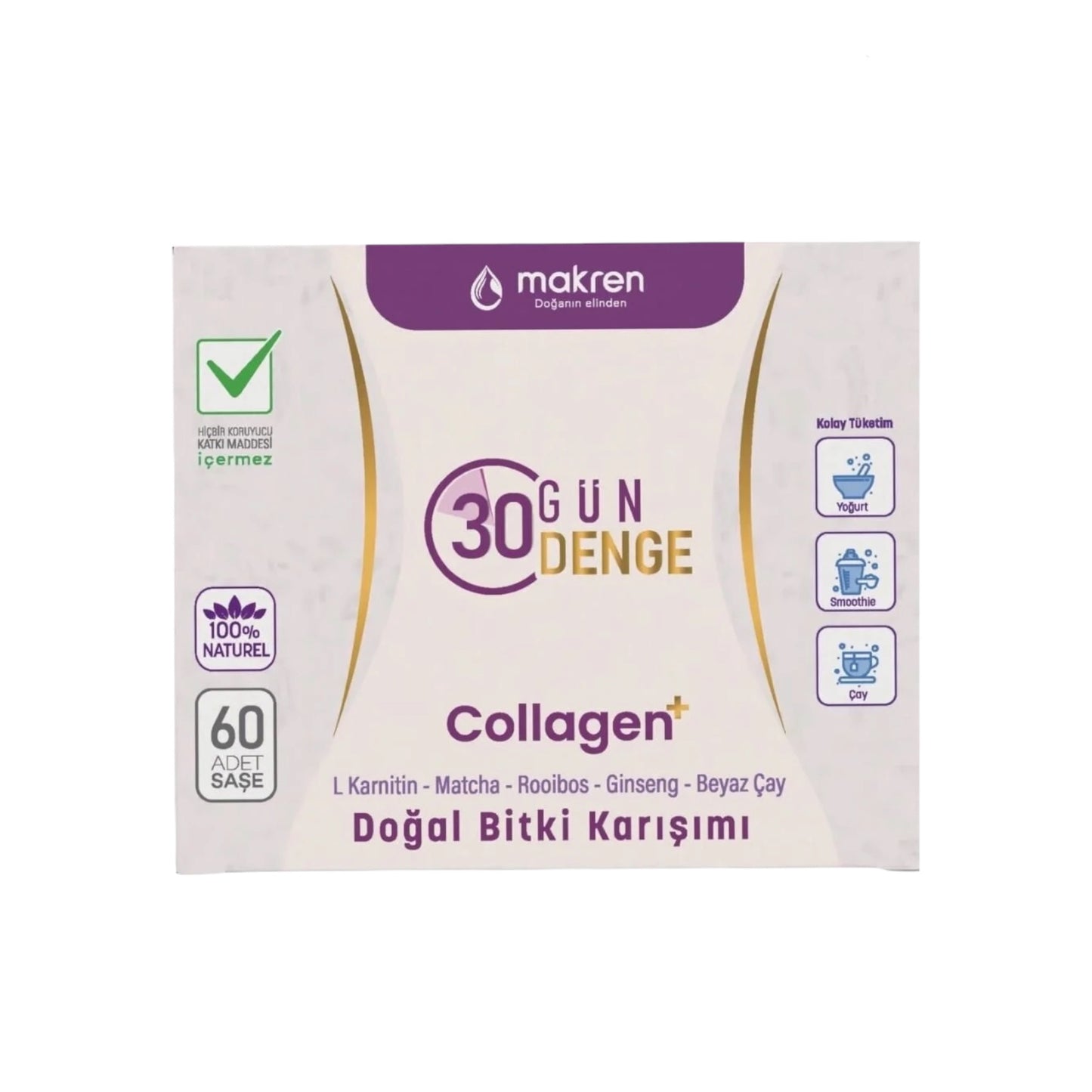 Makren 30 Gün Denge Collagen+ Natuurlijk Kruidenmengsel - 60 Sachets (120 g)