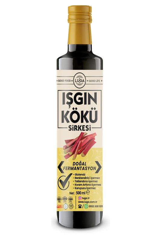 Luga Ishgin Kökü Sirkesi (Rabarber Plant) - Rabarberwortel Azijn - Ishkın Wortel Azijn - Natuurlijke fermentatie - Bloeddruk & Suikerspiegel te verlagen - Ondersteunt het spijsverteringsstelsel & de immuniteit - 1 fles van 500 ml
