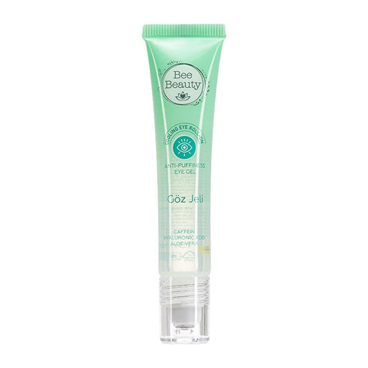 Bee Beauty Eye gel - Cooling Eye Roll-on Anti-Puffiness eye gel - Ooggel tegen wallen - Verkoelende oogrol - Verrijkt aan Cafeïne - Hyaluronzuur - Aloë Vera - Jonger en stralender huid - Verstevigend effect - Alle huidtypen - 15 ml