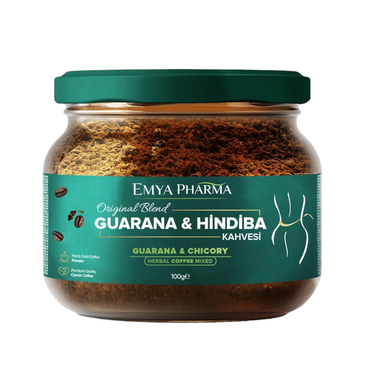 Emya Pharma Guarana & Hindiba Kahvesi – Cichoreikoffie met Guarana, Inuline & Groene Thee Extract – Instant Kruidenkoffie – 100 g