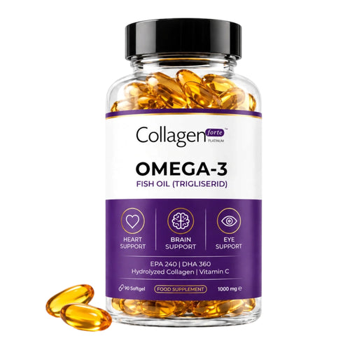 Collagen Forte Platinum Omega 3 Visolie – Triglyceride Vorm – EPA 240 mg & DHA 360 mg – Met Viscollageen en Vitamine C – 90 Softgels