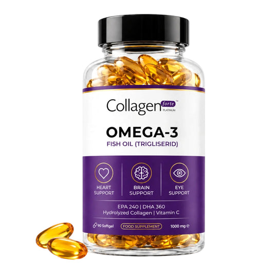 Collagen Forte Platinum Omega 3 Visolie – Triglyceride Vorm – EPA 240 mg & DHA 360 mg – Met Viscollageen en Vitamine C – 90 Softgels